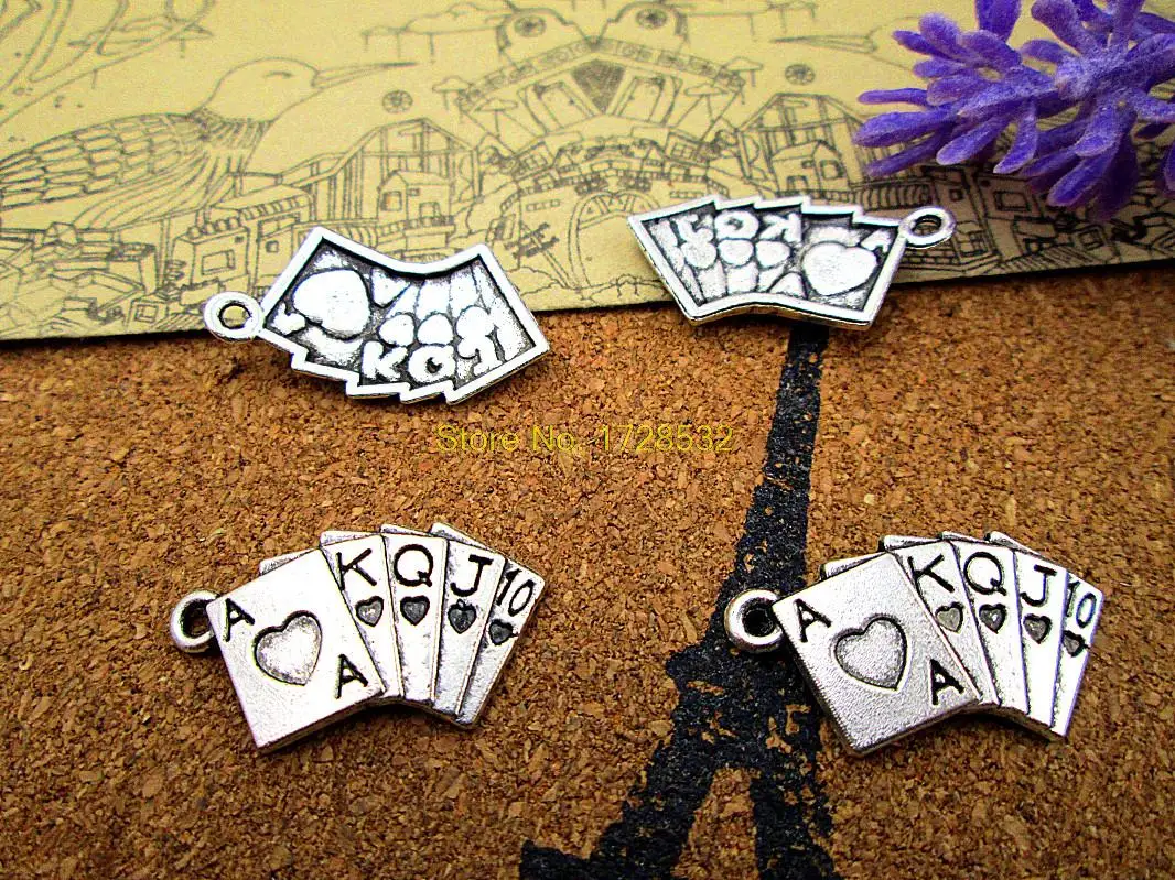 

15pcs poker charm Silver tone poker charm Charms pendant 20x10mm