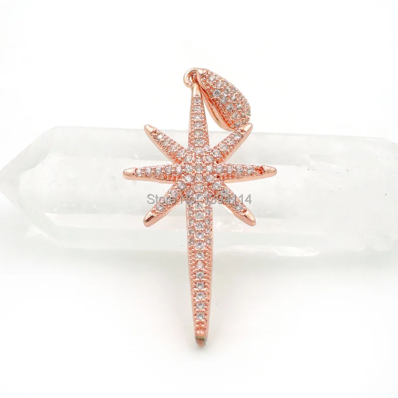 Шармы ZENGAZE медные с фианитами октаграмма 10 шт