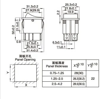 KCD4 4P 4PIN SPST вкл/выкл с светильник кой 25*31 мм клавишный переключатель 16 А 250 В