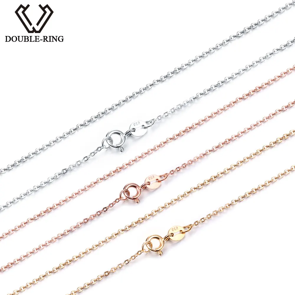 

DOUBLE-R Chain Necklace Real 925 Solid Sterling Silver 40+5cm Chain for women