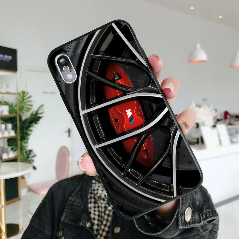 Роскошный бренд BMW tire черный мягкий Силиконовый ТПУ чехол для телефона iPhone MAX XR XS