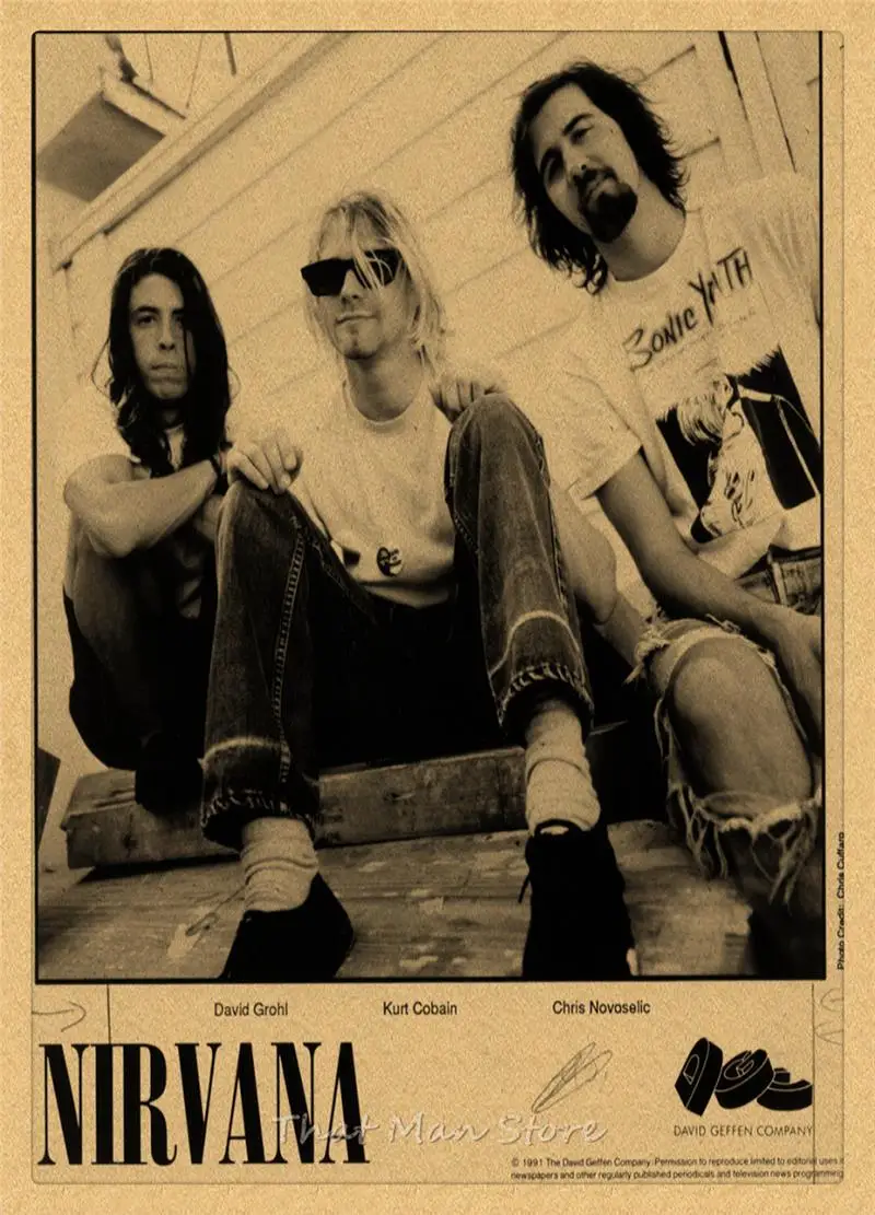 ВИНТАЖНЫЙ ПЛАКАТ Nirvana Kurt Cobain dormitory крафт-рок-оркестр декоративная живопись постер ретро-плакат