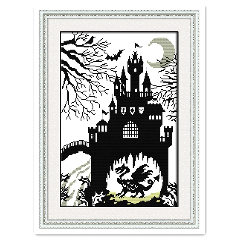 Замок динозавра домашний декор рукоделие DMC Вышивка крестиком ткань 11CT Печать на
