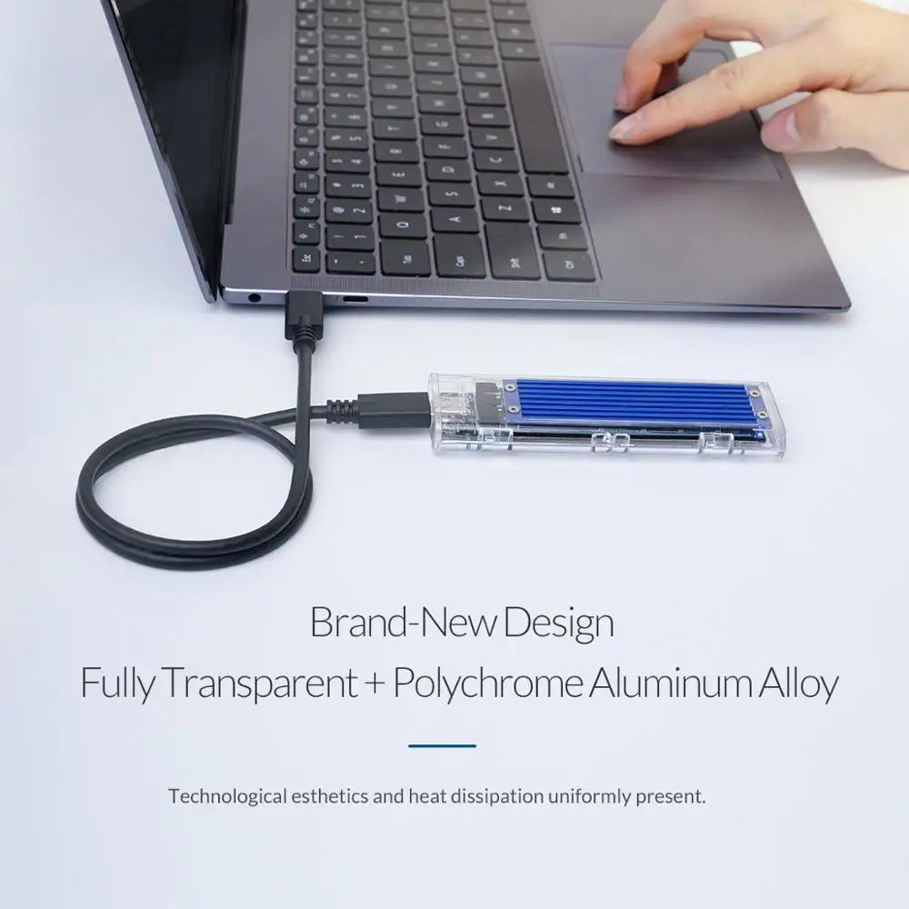 ORICO M.2 SSD Case 10Gbps Support UASP Protocol USB3.1 Gen2 Type-C Mini Transparent SSD Enclosure With C to C and C to A Cable