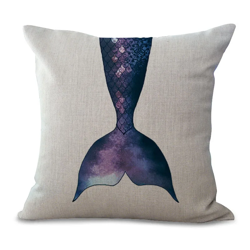 Чехол для подушки из хлопка и льна с рисунком Русалочки квадратный диван