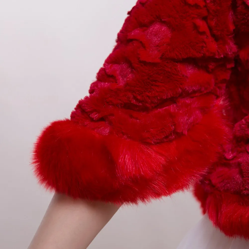 Очаровательная Красная Свадебная куртка из искусственного меха с изображением