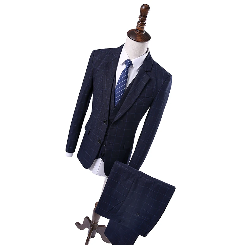 Костюм Homme Mariage Luxe в мелкую клетку Нарядные Костюмы для свадьбы мужские Бизнес