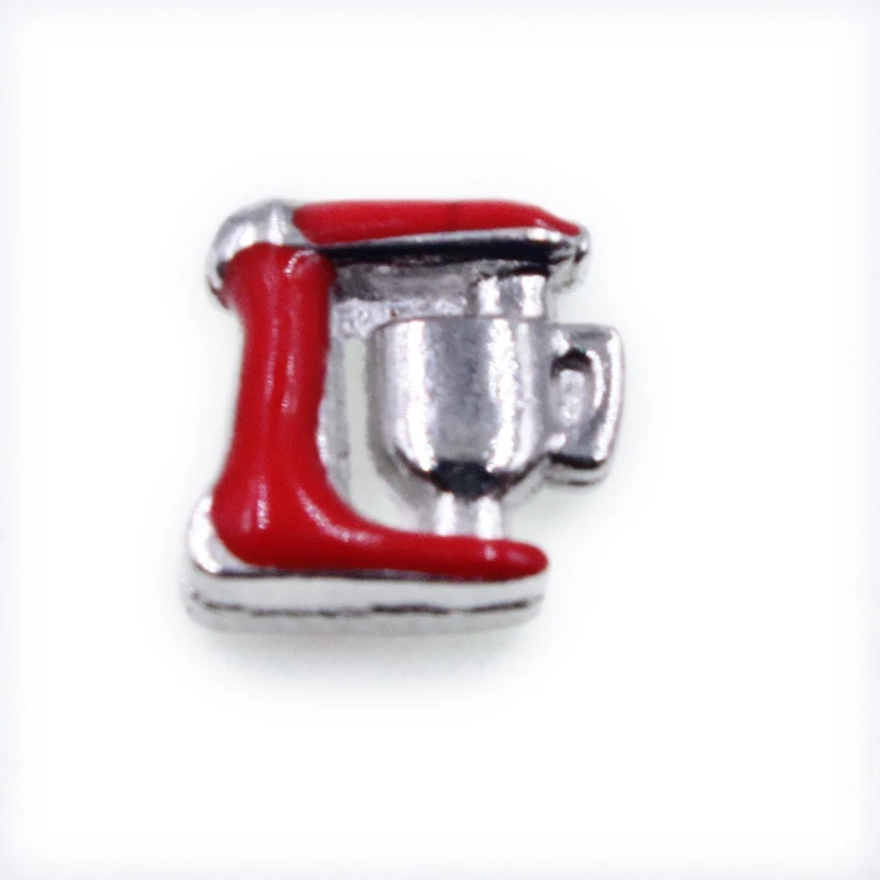 Red Coffee Machine Floating Charms For Living Memory Glass Floating Locket Pendants Necklace DIY Accessories 10pcs/lot