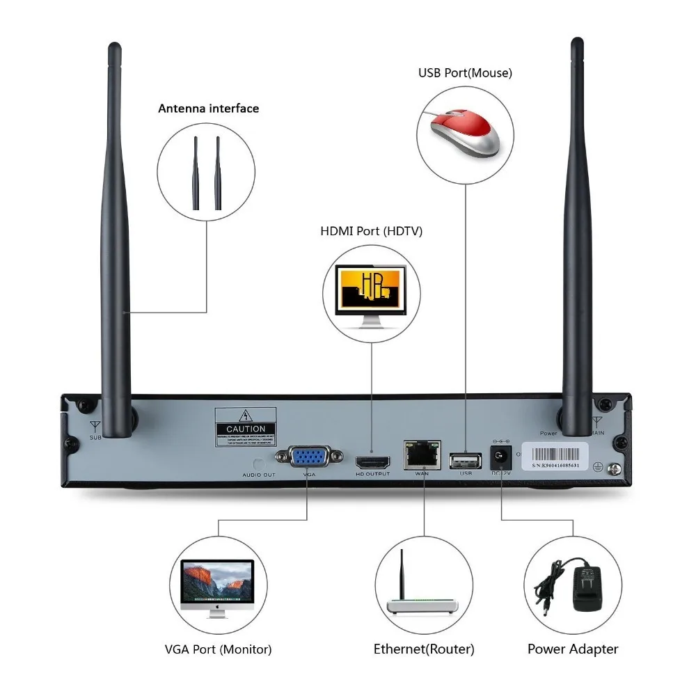 4CH CCTV системы беспроводной 1080P NVR 4 шт. 2.0MP IR Открытый P2P Wifi IP камеры безопасности