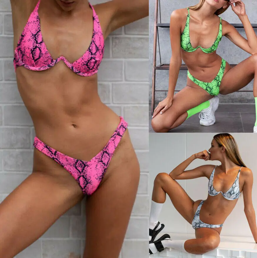 

New Women Padded Push-up Bra Bikini Set Swimsuit Bathing Suit Swimwear Beachwear Bra Tops Triangle Bottom