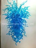 modern large staircase led light source quality contemporary style blue blown glass shade italian murano chandelier lamp