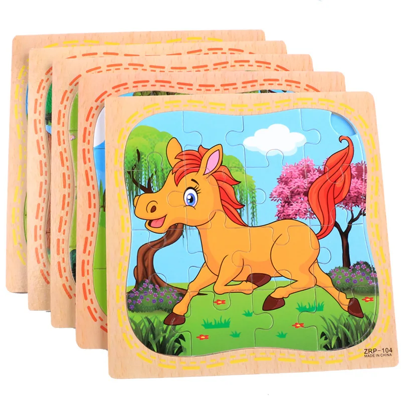 Маленькая игрушка-головоломка для детей животные и транспортное средство