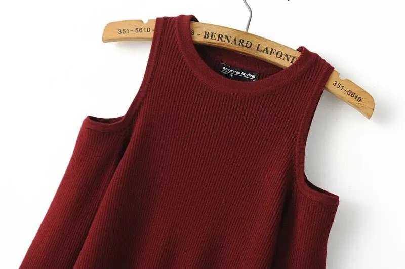 Autumn Winter Women Casual Sexy Off Shoulder Long Sleeve Knitted Sweater Solid Skinny Slim Sweaters O-Neck Pullovers