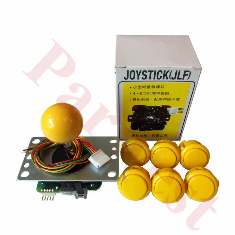 Япония оригинальная Sanwa JLF-TP-8YT джойстик+ 6 шт. OBSF-30 sunway кнопка для аркадной игры детали «сделай сам» комплекты - Цвет: Цвет: желтый
