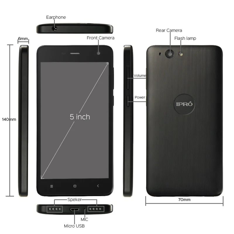 Оригинальный ipro волна 5.0 I950A Android 5.1 смартфон MTK6580M Celular 3 г телефон Quad Core дюймов