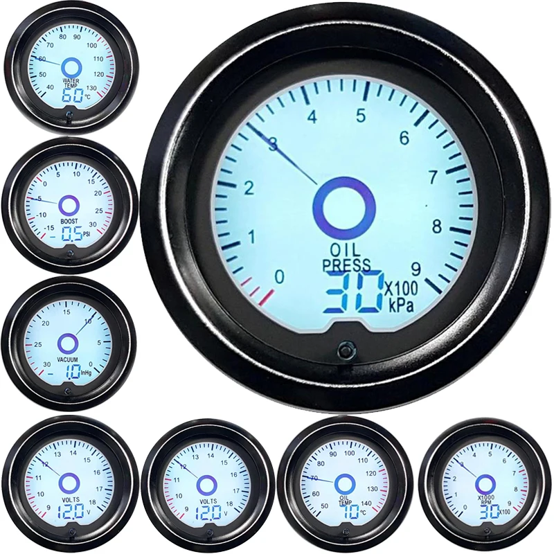 Oil Pressure Gauges 52mm Boost gauge psi VacuumWater temp/Oil temp/Voltmeter/Tachometer RPM Car Gauge fuel meter auto sensor