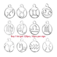 10sets 120pcslot wholesale zodiac charm diy constellations jewelry accessories 10pcs per sign original stainless steel pendant