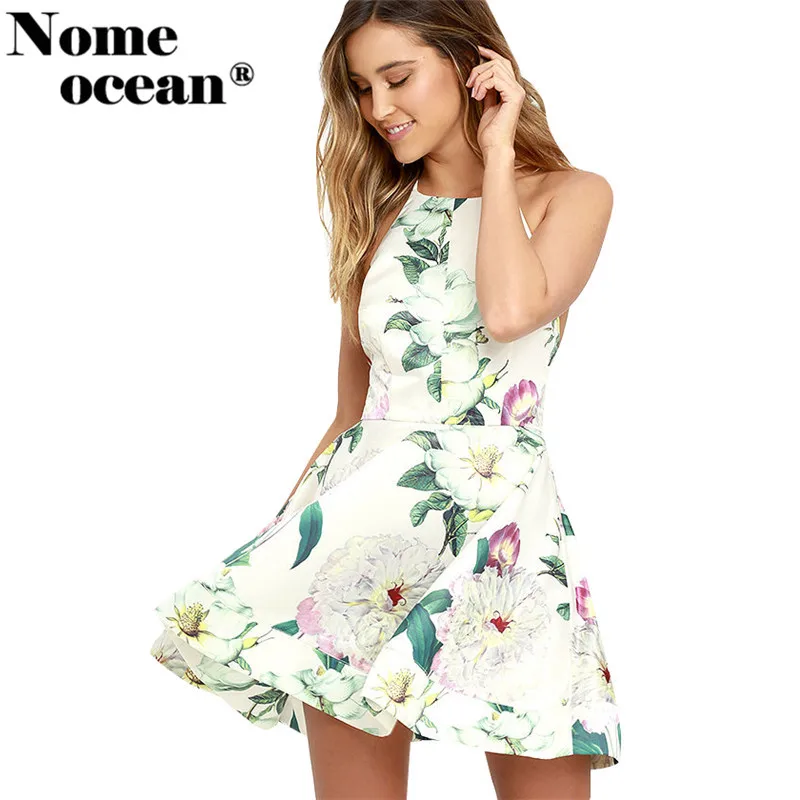 Тропические Платья с цветочным принтом 2018 летние платья открытой спиной на