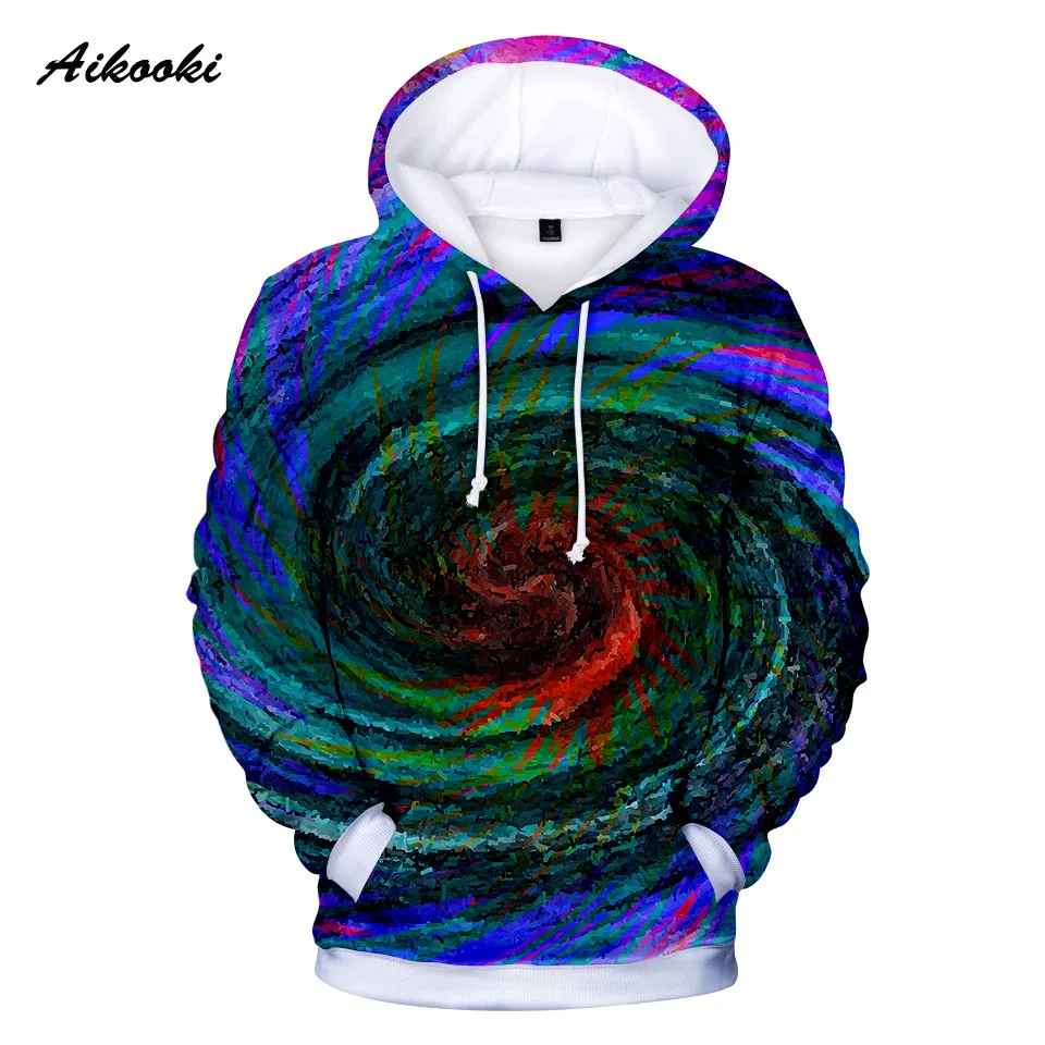 Для мужчин/для женщин Красочные Tie Dye толстовки Толстовка повседневное волшебный вихревой узор 3D пот Топы Crewneck Hoondie осень зима загрязнители