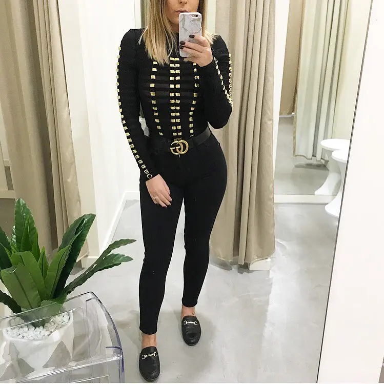 Gosexy 2018 Новые Модные женские сексуальные однотонные осенние боди с