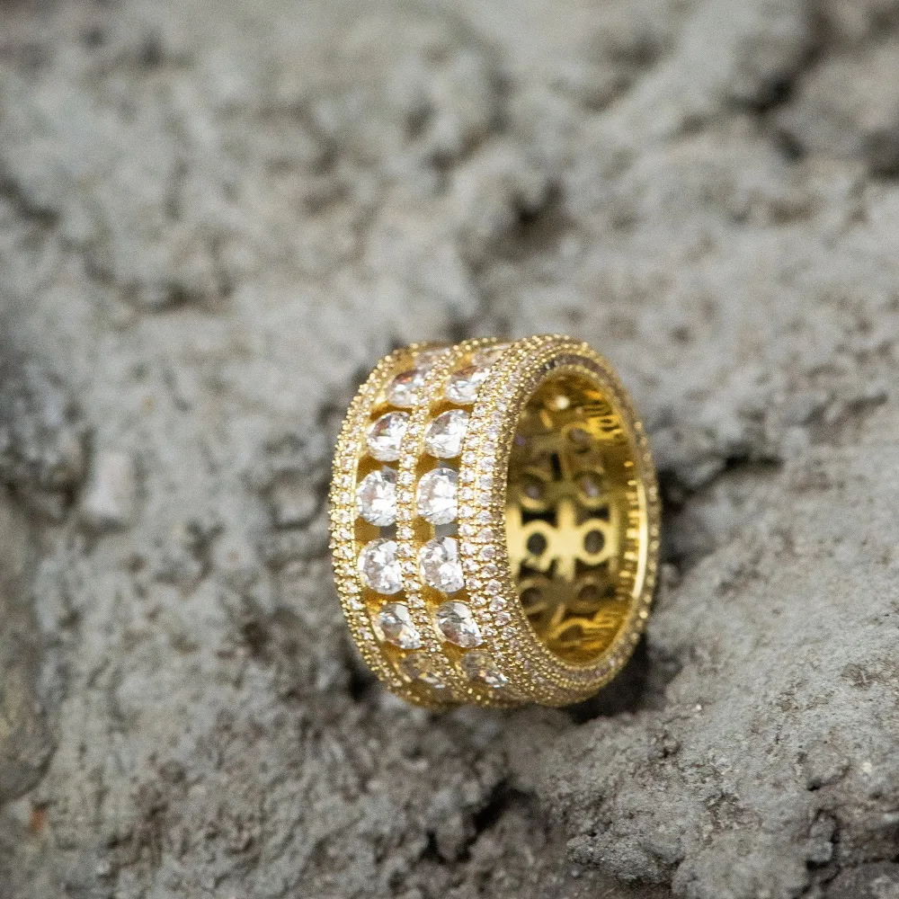 Высокое качество широкое кольцо Bling CZ Кристалл унисекс панк хип хоп кольца для