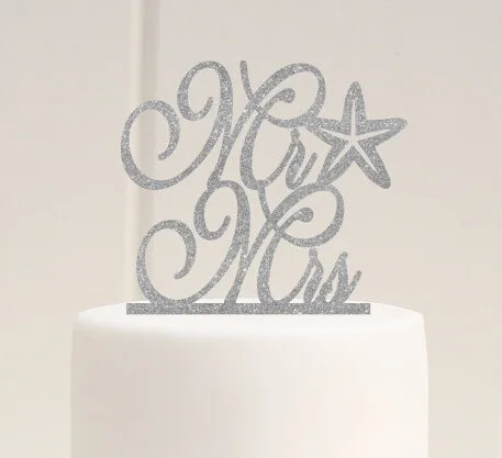 Серебряный Акриловый Топпер для свадебного торта Mr & Mrs украшения помолвка