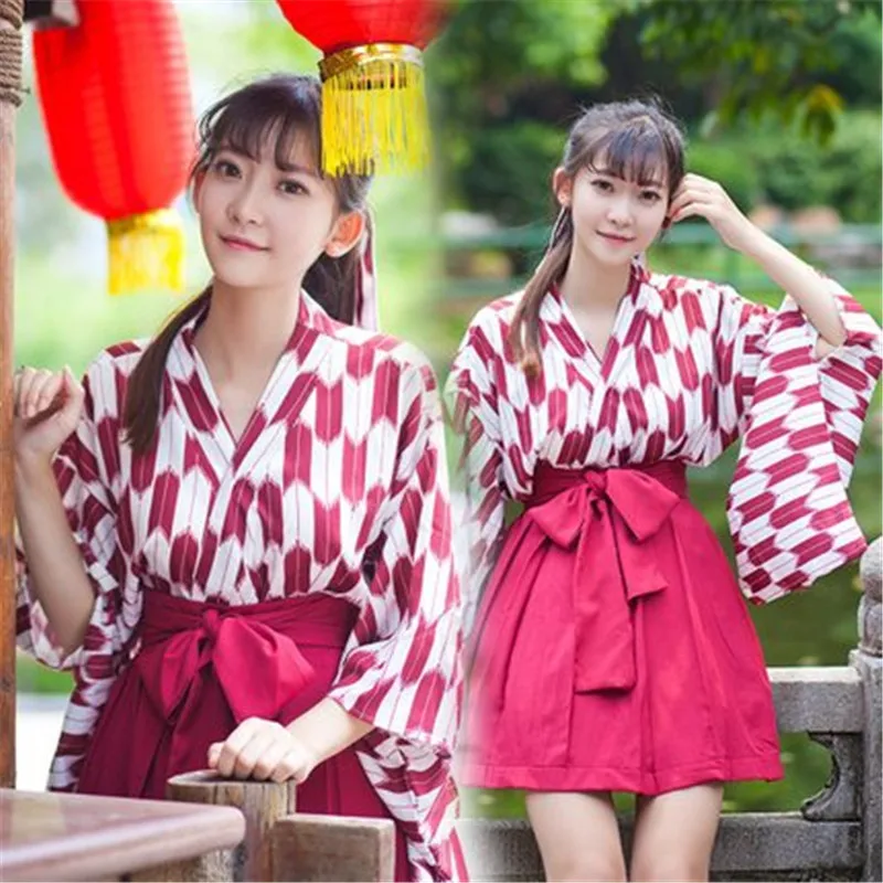 

New Japanese Kimono Cosplay Costume Women Lolita Anime Maid Uniform Outfit Costumes Top+Skirt