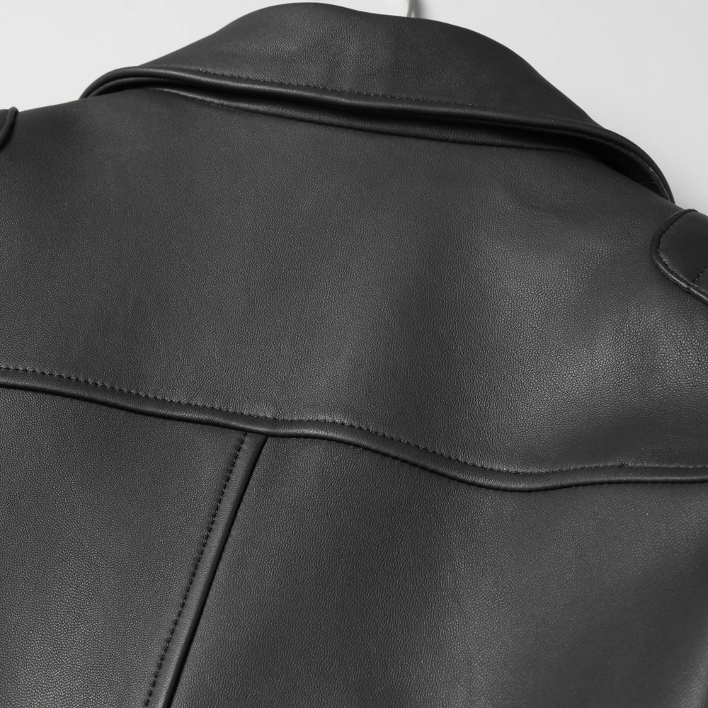 Модная мотоциклетная Мужская Натуральная овечья кожа куртка повседневная весна