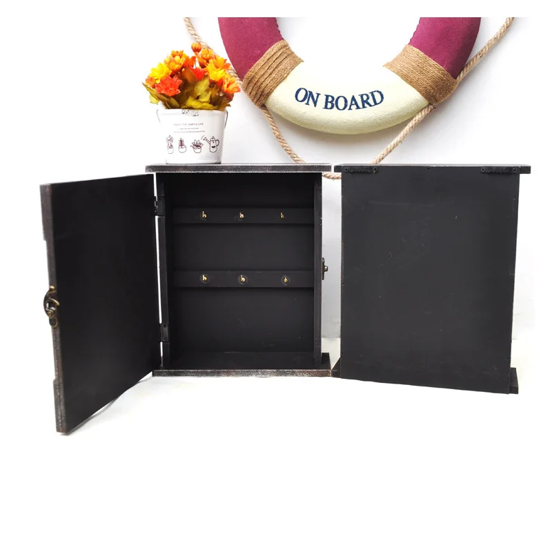

Home Decor American Vintage Wooden Storage Box Key Rack Wall Hanging Retro Wooden Letter Key Box Storage Ornaments Housekeeper