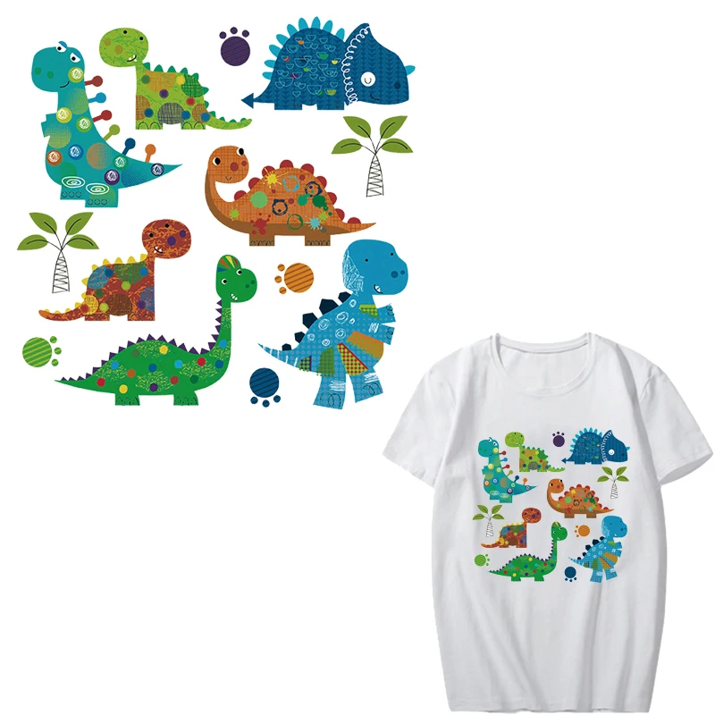 

Iron on Cartoon Dinosaur Patches for Clothing DIY T-shirt Dresses Applique Heat Transfer Vinyl Washable Stickers Thermal Press