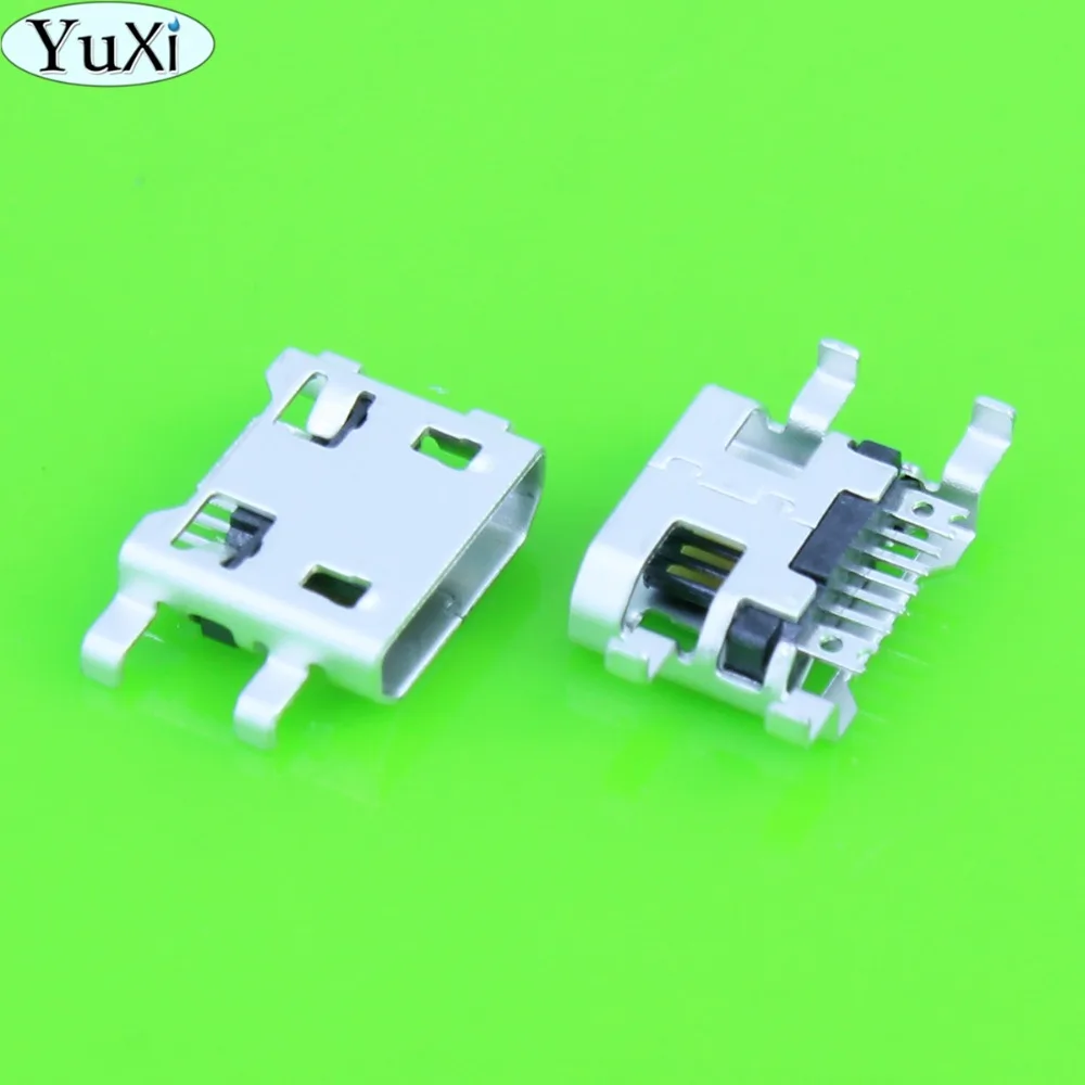 

YuXi 100pcs Micro USB Connector DIP Power Charging Phone USB jack 2.0 Female Mini USB Socket 7Pin Flat Mouth For LG L80 D373 G3