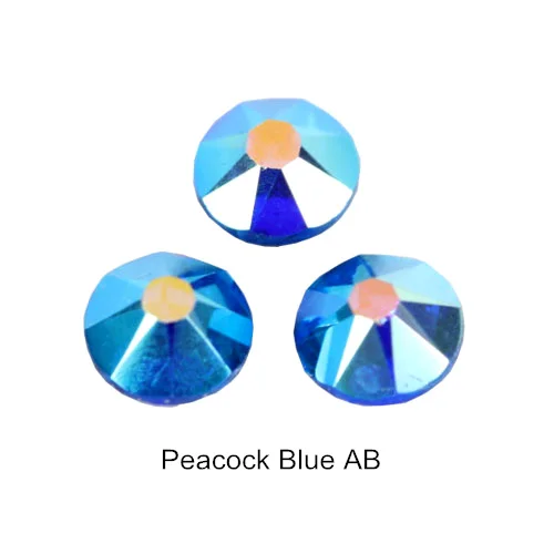 Peocock-Blue-AB 1440 шт, 8 больших, 8 маленьких граней, блестящие стразы с плоской задней стороной, стеклянные хрустальные стразы без горячей фиксации, украшения для ногтей B3415 - Цвет: Peocock-Blue-AB