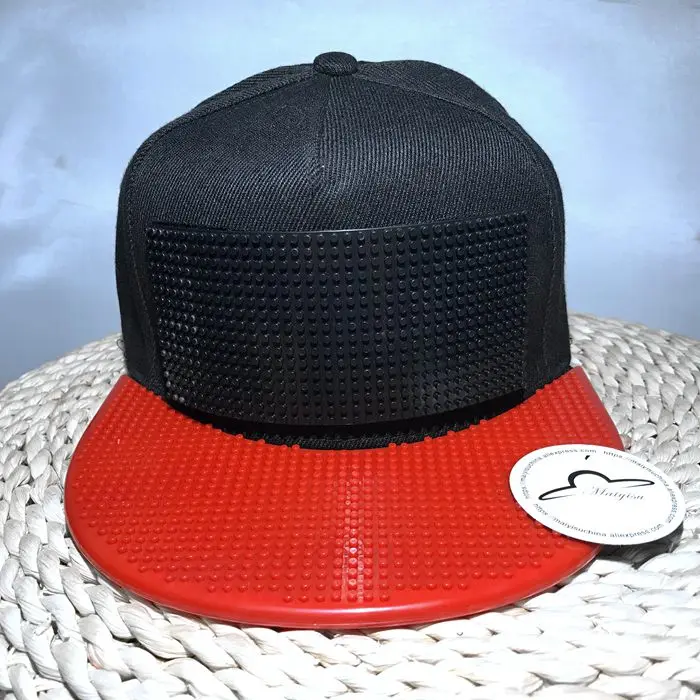 Velcro hat no brick Мозаики DIY Съемная инкрустация кирпича шестерни игрушечные строительные блоки пластины поля для шляпа Открытый Хип Хоп Snapback шляпа бейсболка - Цвет: Velcro hat no brick