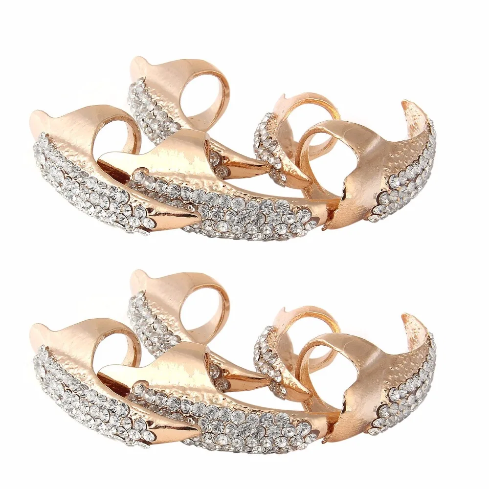 10pcs/set Jewelry Punk Style Crystal Rhinestone Paved Paw Bend Fingertip Finger Claw Ring Set Fake False Nails | Украшения и