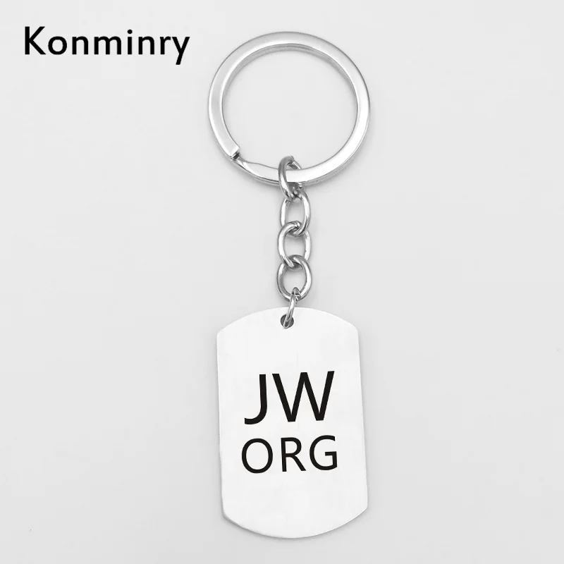 Модные JW. ORG брелок для ключей из нержавеющей стали, подвеска, бирка для собак, бусины, металлические брелки для женщин и мужчин, ювелирные изделия Konminry