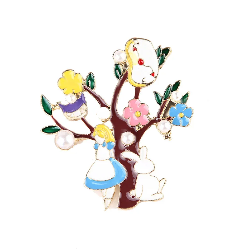 Alice In Wonderland, броши, значок, 6 стилей, мультяшный значок, металлическая эмаль, реквизит для косплея, аксессуары, ювелирное изделие, подарок для девочек и женщин