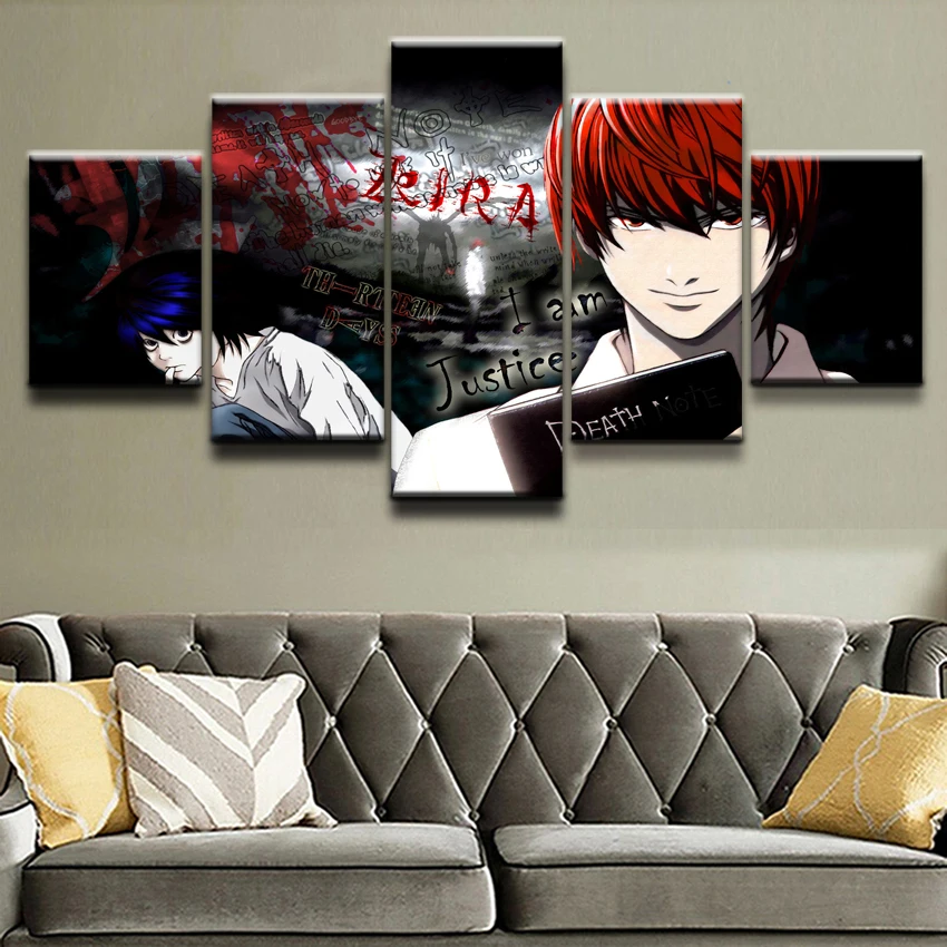 Декоративные картины для дома Wall Art HD Печать холст 5 шт. анимация тетрадь смерти