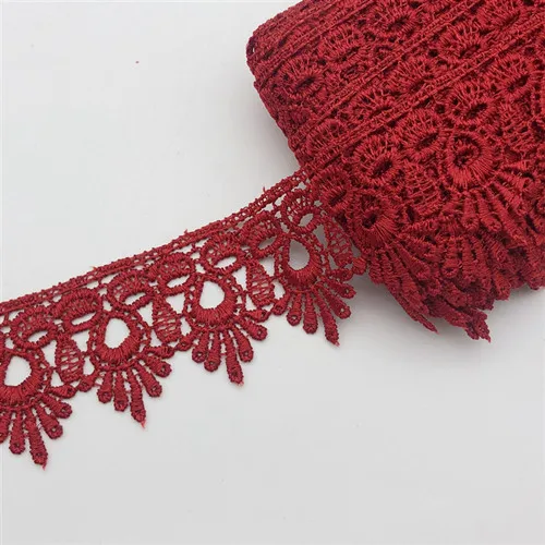 Dark red 15 метров Venise кружевной отделкой Свадебные DIY изготовленная Швейные полиэстер кружева 4,5 см - Цвет: Dark red