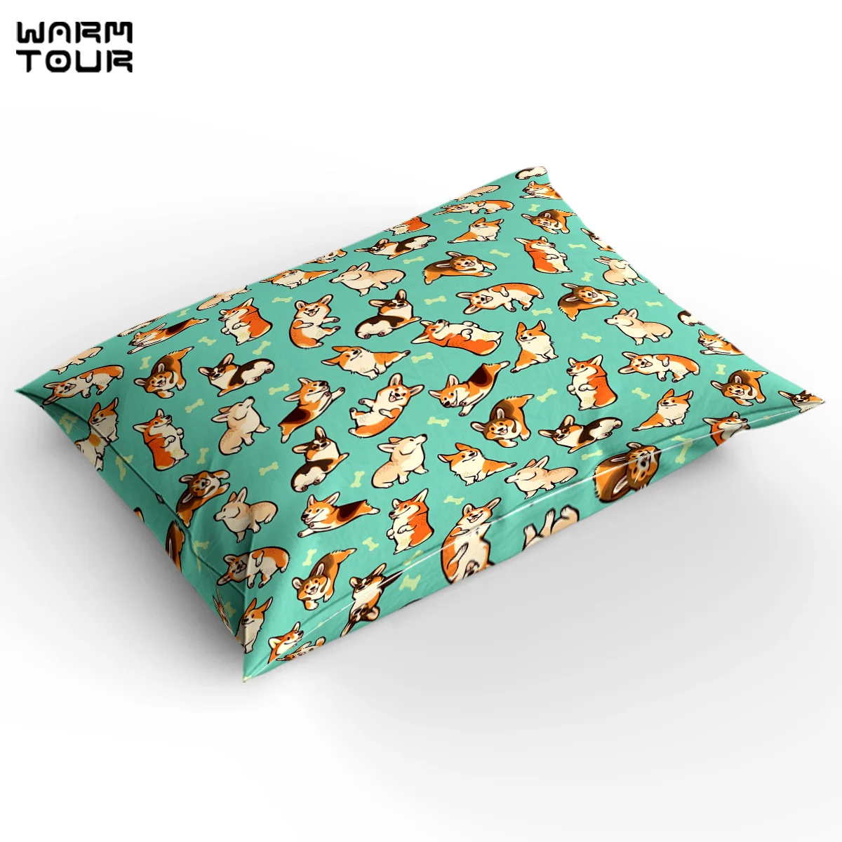 WARMTOUR пододеяльник Jolly Corgis в зеленом пододеяльнике набор 4 шт. постельных принадлежностей для кроватей