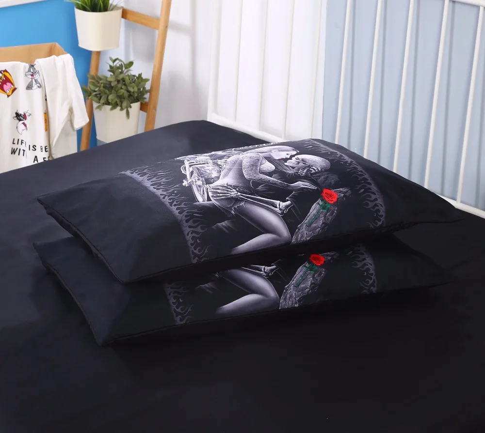 Набор постельного белья 3D Ride & Die набор с красными губами и розой пододеяльников