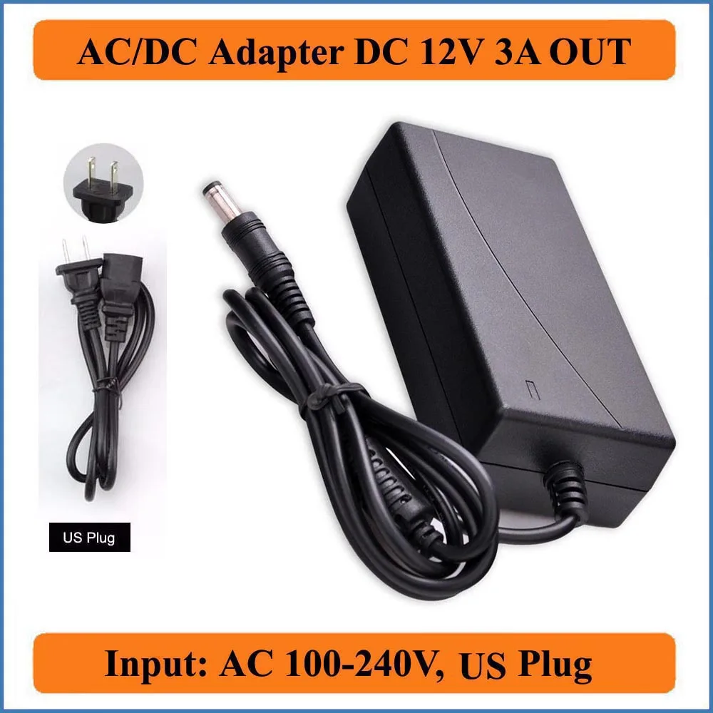 12V 3A штепсельная вилка американского стандарта AC DC адаптер AC100 240V на мини DC12V 3000mA