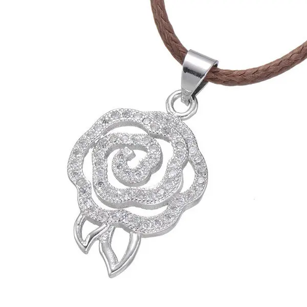 2017 Новый дизайн микро с цирконием медь белым золотом плавающая Роза Ожерелье