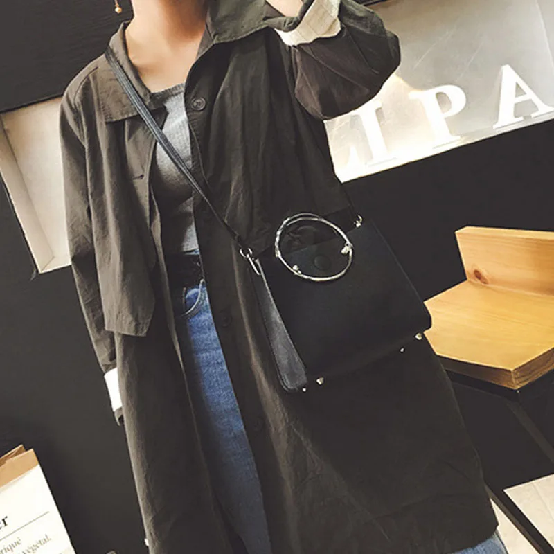 Сумка мессенджер женская с металлическим кольцом и ручками|bags with|fashion shoulder bagsshoulder