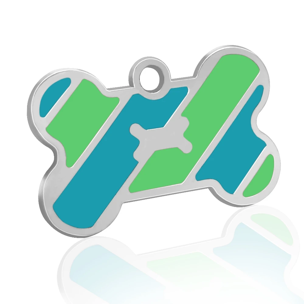 Green Blue 20 шт./лот собака ID тег в форме косточки; для домашних животных Именные Бирки анти-потеря собаки табличка бирка Подвеска для ошейника аксессуары для собак - Цвет: Green Blue