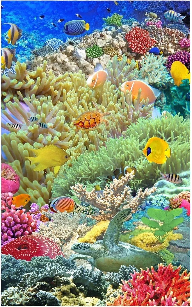 3d ПВХ пол на заказ фото водонепроницаемый стикер коралловый морской мир