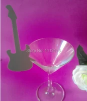free shipping 30pcs table mark wine glass name place cards wedding party favor silver guitar