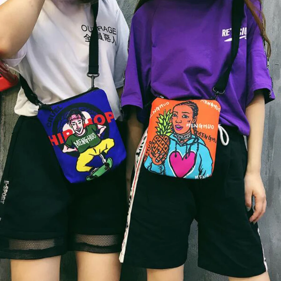 Harajuku личность герои мультфильмов печатных сумки на плечо женская сумка кошелек