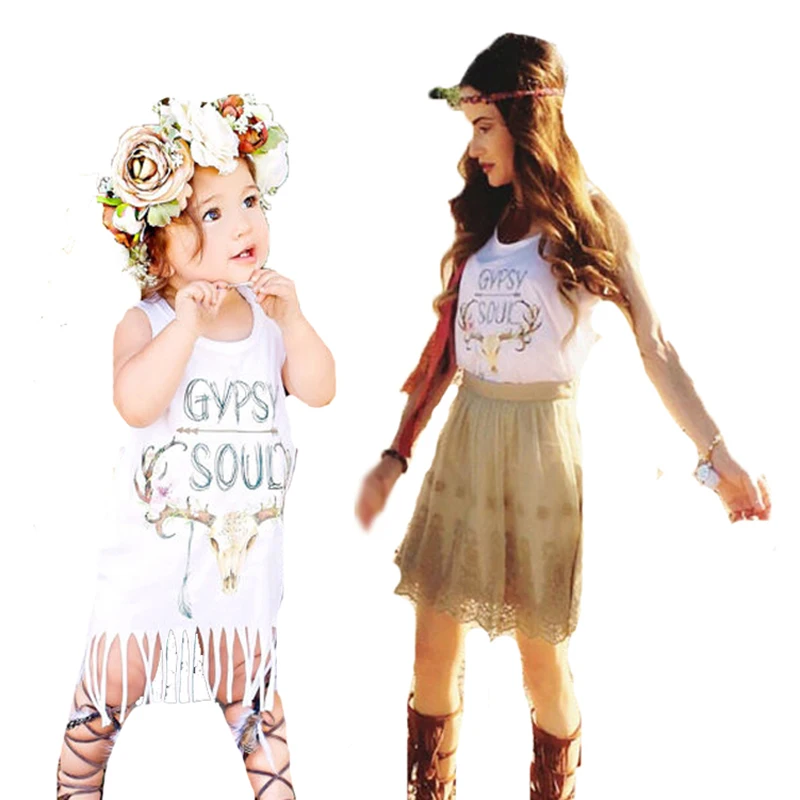 SOSOCOER/одинаковые платья для мамы и дочки платье с кисточками одежда всей семьи 2018