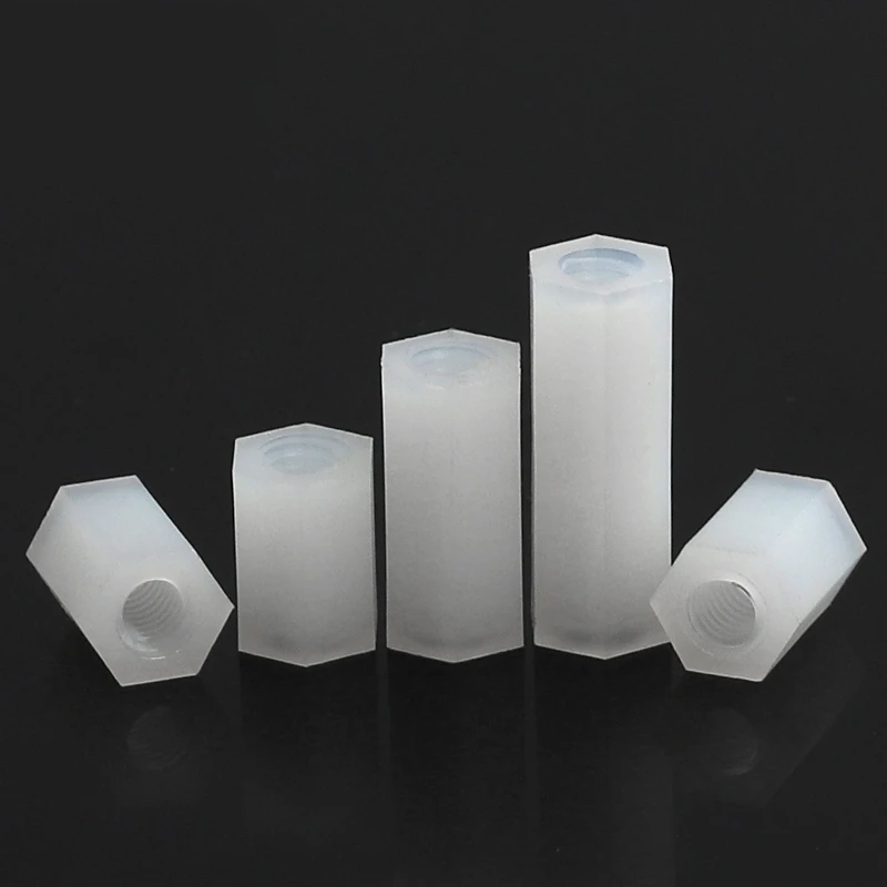 

100pcs M3 Hexagon Nylon Standoff Spacer Female Column Flat Head Double Pass Nylon Plastic Spacer Pan Screws Hex Long Nuts