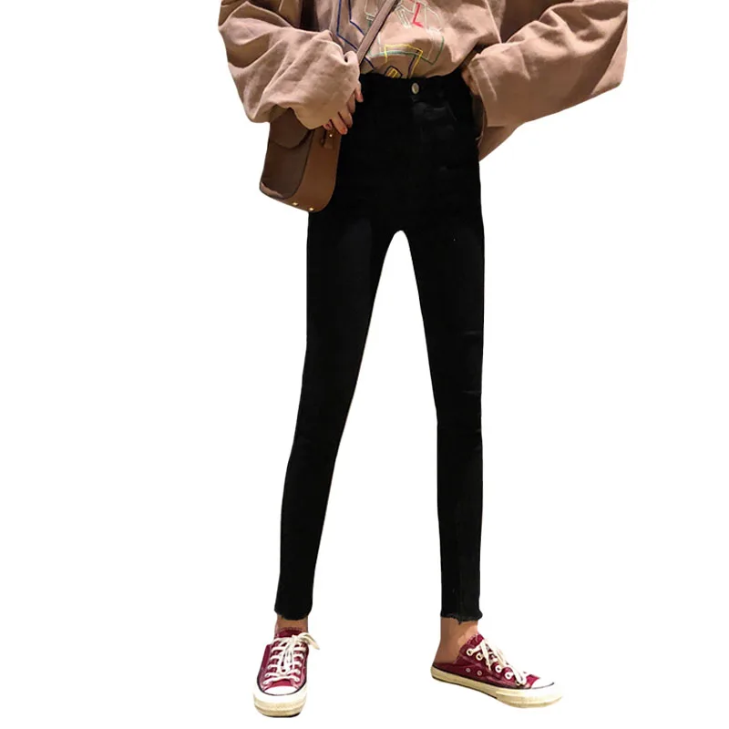 2019 Spring Korean Slim Thin Pants High Waist Elastic Skinny Jeans ankle-length Women's pencil |